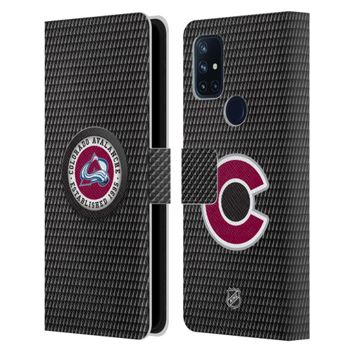 NHL Colorado Avalanche Puck Texture Leather Book Wallet Case Cover For OnePlus Nord N10 5G