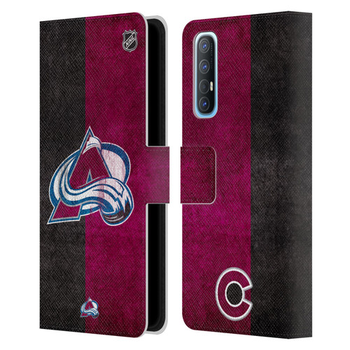 NHL Colorado Avalanche Half Distressed Leather Book Wallet Case Cover For OPPO Find X2 Neo 5G