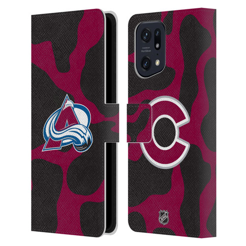 NHL Colorado Avalanche Cow Pattern Leather Book Wallet Case Cover For OPPO Find X5