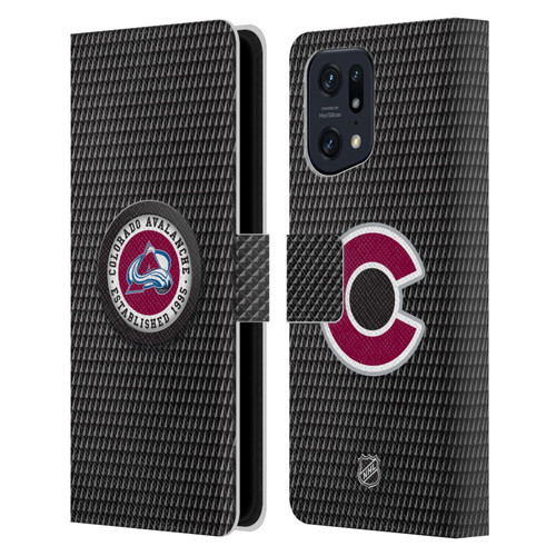 NHL Colorado Avalanche Puck Texture Leather Book Wallet Case Cover For OPPO Find X5
