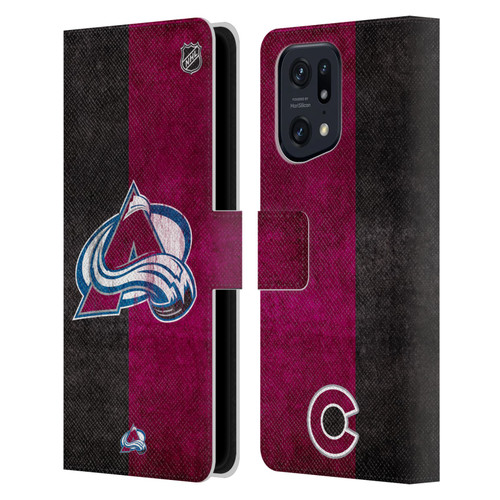 NHL Colorado Avalanche Half Distressed Leather Book Wallet Case Cover For OPPO Find X5 Pro