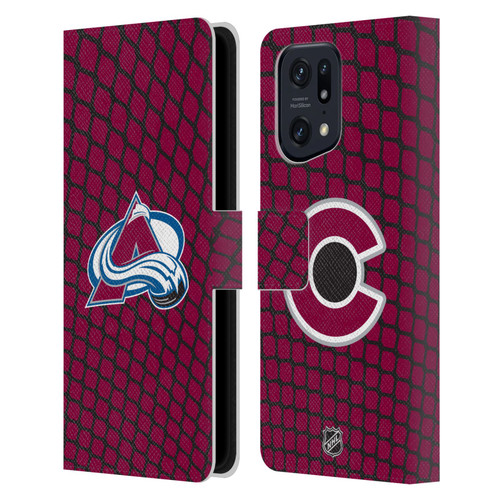 NHL Colorado Avalanche Net Pattern Leather Book Wallet Case Cover For OPPO Find X5 Pro