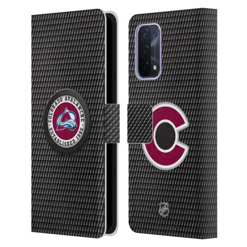 NHL Colorado Avalanche Puck Texture Leather Book Wallet Case Cover For OPPO A54 5G