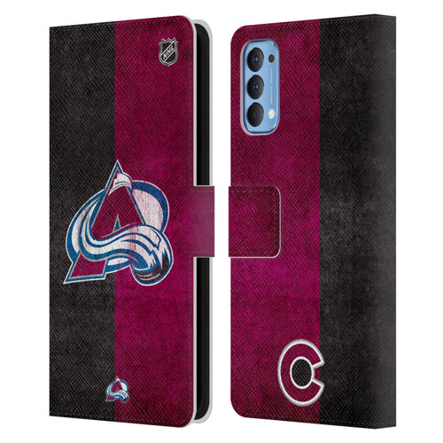 NHL Colorado Avalanche Half Distressed Leather Book Wallet Case Cover For OPPO Reno 4 5G
