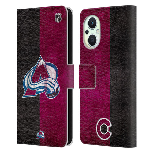 NHL Colorado Avalanche Half Distressed Leather Book Wallet Case Cover For OPPO Reno8 Lite