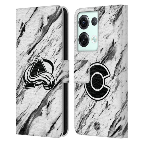 NHL Colorado Avalanche Marble Leather Book Wallet Case Cover For OPPO Reno8 Pro