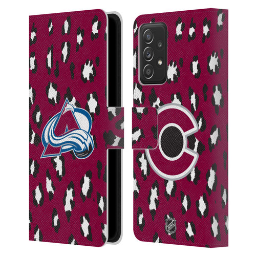 NHL Colorado Avalanche Leopard Patten Leather Book Wallet Case Cover For Samsung Galaxy A52 / A52s / 5G (2021)