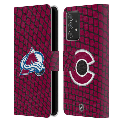 NHL Colorado Avalanche Net Pattern Leather Book Wallet Case Cover For Samsung Galaxy A53 5G (2022)