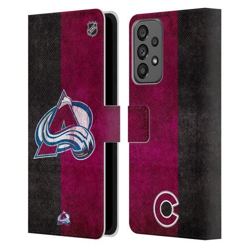 NHL Colorado Avalanche Half Distressed Leather Book Wallet Case Cover For Samsung Galaxy A73 5G (2022)