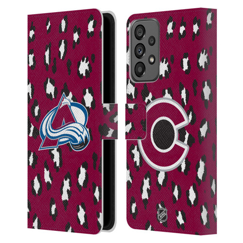 NHL Colorado Avalanche Leopard Patten Leather Book Wallet Case Cover For Samsung Galaxy A73 5G (2022)