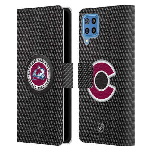 NHL Colorado Avalanche Puck Texture Leather Book Wallet Case Cover For Samsung Galaxy F22 (2021)