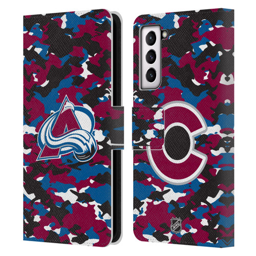NHL Colorado Avalanche Camouflage Leather Book Wallet Case Cover For Samsung Galaxy S21 5G