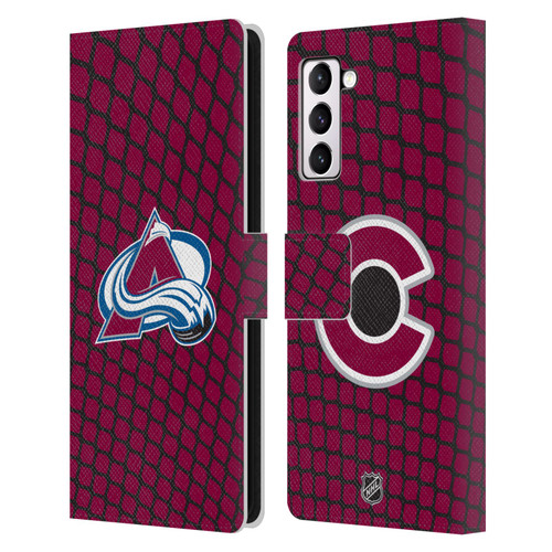 NHL Colorado Avalanche Net Pattern Leather Book Wallet Case Cover For Samsung Galaxy S21+ 5G