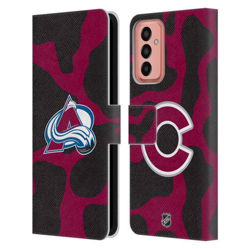 NHL Colorado Avalanche Cow Pattern Leather Book Wallet Case Cover For Samsung Galaxy M13 (2022)