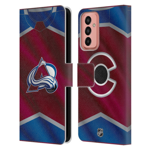 NHL Colorado Avalanche Jersey Leather Book Wallet Case Cover For Samsung Galaxy M13 (2022)
