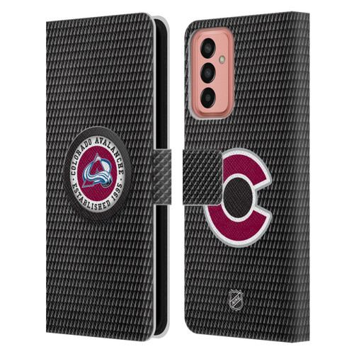NHL Colorado Avalanche Puck Texture Leather Book Wallet Case Cover For Samsung Galaxy M13 (2022)