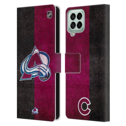 NHL Colorado Avalanche Half Distressed Leather Book Wallet Case Cover For Samsung Galaxy M33 (2022)
