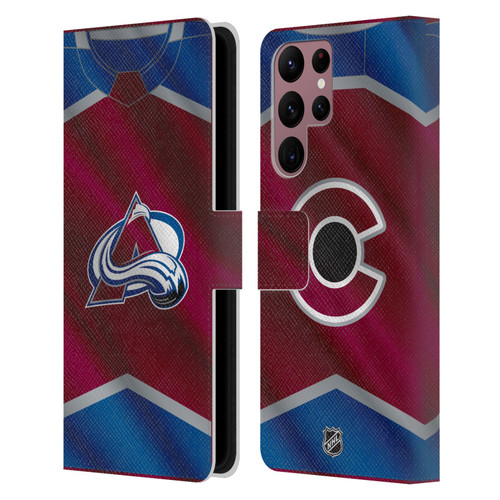 NHL Colorado Avalanche Jersey Leather Book Wallet Case Cover For Samsung Galaxy S22 Ultra 5G