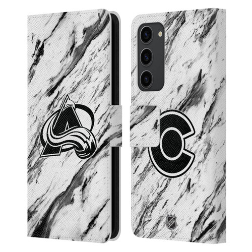 NHL Colorado Avalanche Marble Leather Book Wallet Case Cover For Samsung Galaxy S23+ 5G