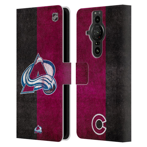 NHL Colorado Avalanche Half Distressed Leather Book Wallet Case Cover For Sony Xperia Pro-I