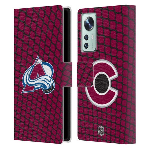 NHL Colorado Avalanche Net Pattern Leather Book Wallet Case Cover For Xiaomi 12