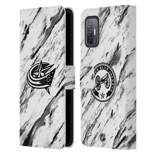 NHL Columbus Blue Jackets Marble Leather Book Wallet Case Cover For HTC Desire 21 Pro 5G