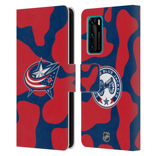 NHL Columbus Blue Jackets Cow Pattern Leather Book Wallet Case Cover For Huawei P40 5G