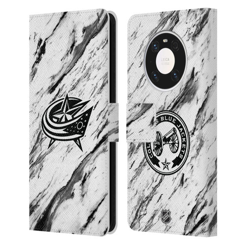 NHL Columbus Blue Jackets Marble Leather Book Wallet Case Cover For Huawei Mate 40 Pro 5G