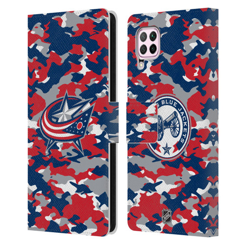 NHL Columbus Blue Jackets Camouflage Leather Book Wallet Case Cover For Huawei Nova 6 SE / P40 Lite