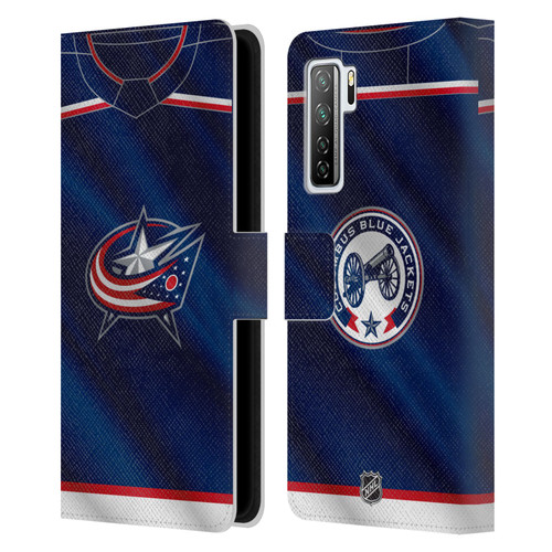 NHL Columbus Blue Jackets Jersey Leather Book Wallet Case Cover For Huawei Nova 7 SE/P40 Lite 5G