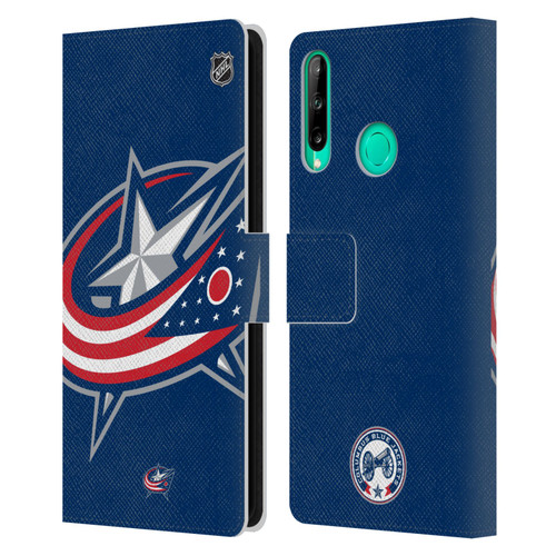 NHL Columbus Blue Jackets Oversized Leather Book Wallet Case Cover For Huawei P40 lite E