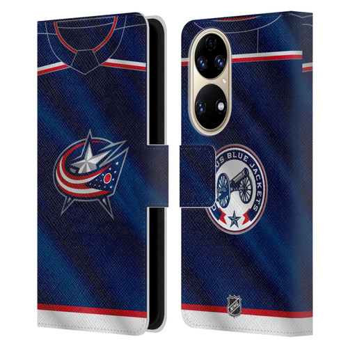 NHL Columbus Blue Jackets Jersey Leather Book Wallet Case Cover For Huawei P50