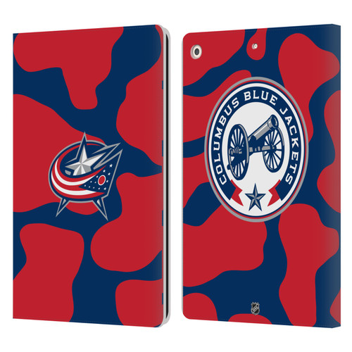 NHL Columbus Blue Jackets Cow Pattern Leather Book Wallet Case Cover For Apple iPad 10.2 2019/2020/2021