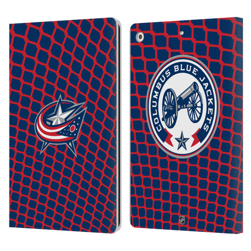 NHL Columbus Blue Jackets Net Pattern Leather Book Wallet Case Cover For Apple iPad 10.2 2019/2020/2021