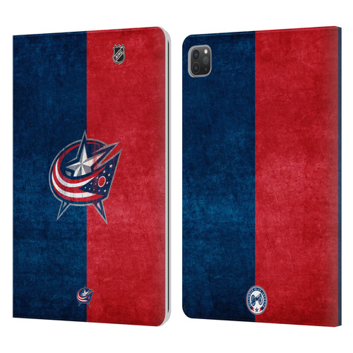 NHL Columbus Blue Jackets Half Distressed Leather Book Wallet Case Cover For Apple iPad Pro 11 2020 / 2021 / 2022