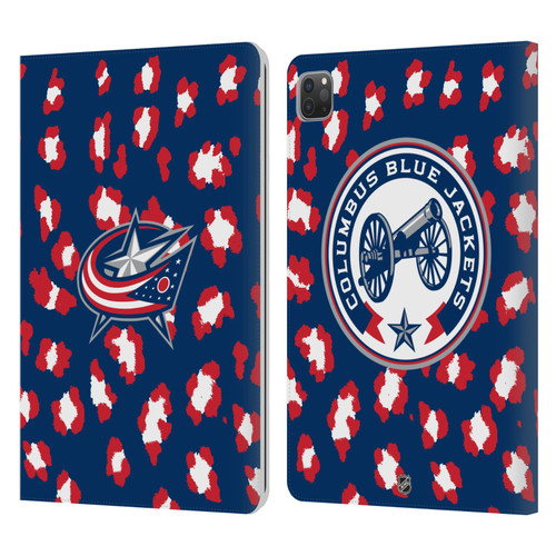 NHL Columbus Blue Jackets Leopard Patten Leather Book Wallet Case Cover For Apple iPad Pro 11 2020 / 2021 / 2022