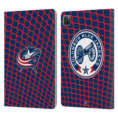 NHL Columbus Blue Jackets Net Pattern Leather Book Wallet Case Cover For Apple iPad Pro 11 2020 / 2021 / 2022