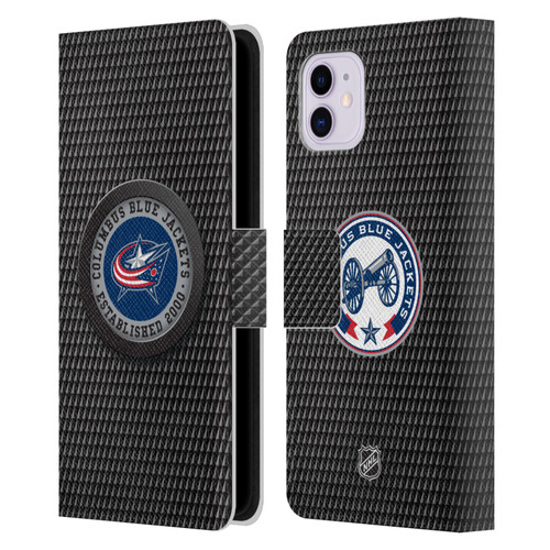 NHL Columbus Blue Jackets Puck Texture Leather Book Wallet Case Cover For Apple iPhone 11