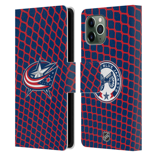 NHL Columbus Blue Jackets Net Pattern Leather Book Wallet Case Cover For Apple iPhone 11 Pro