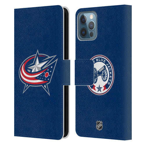 NHL Columbus Blue Jackets Plain Leather Book Wallet Case Cover For Apple iPhone 12 / iPhone 12 Pro