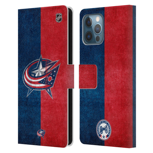 NHL Columbus Blue Jackets Half Distressed Leather Book Wallet Case Cover For Apple iPhone 12 Pro Max
