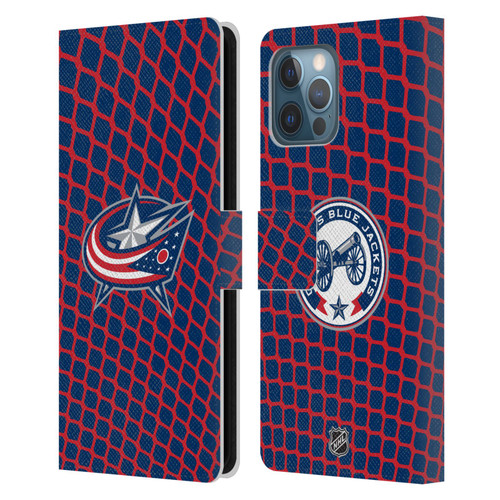 NHL Columbus Blue Jackets Net Pattern Leather Book Wallet Case Cover For Apple iPhone 12 Pro Max