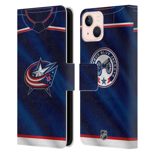 NHL Columbus Blue Jackets Jersey Leather Book Wallet Case Cover For Apple iPhone 13