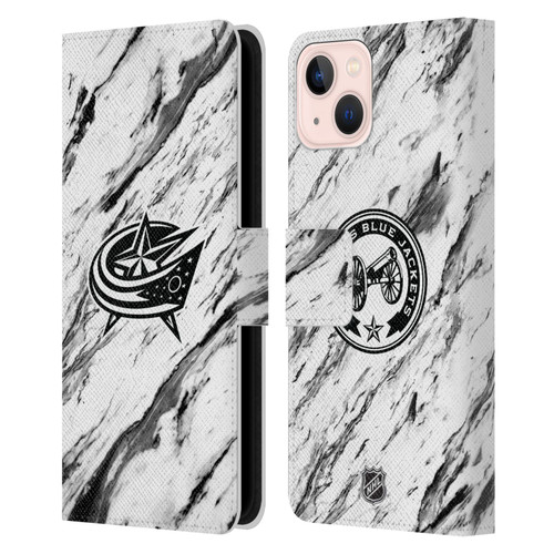 NHL Columbus Blue Jackets Marble Leather Book Wallet Case Cover For Apple iPhone 13