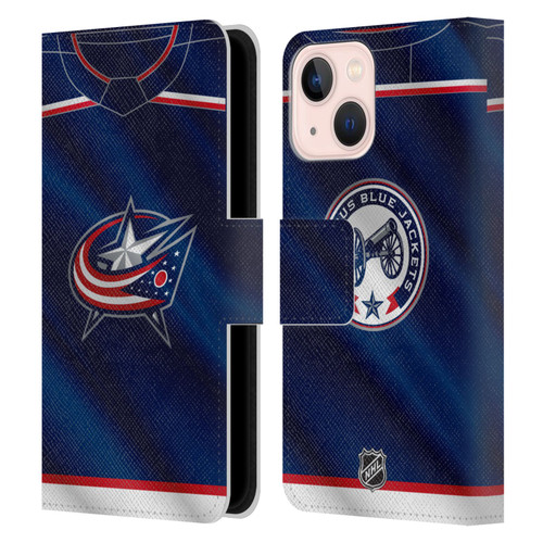 NHL Columbus Blue Jackets Jersey Leather Book Wallet Case Cover For Apple iPhone 13 Mini