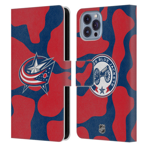 NHL Columbus Blue Jackets Cow Pattern Leather Book Wallet Case Cover For Apple iPhone 14