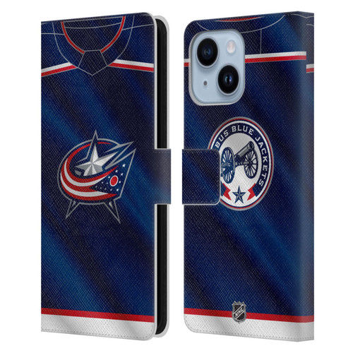 NHL Columbus Blue Jackets Jersey Leather Book Wallet Case Cover For Apple iPhone 14 Plus