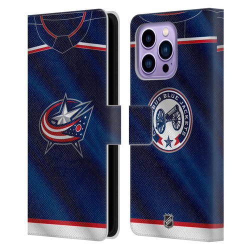 NHL Columbus Blue Jackets Jersey Leather Book Wallet Case Cover For Apple iPhone 14 Pro Max