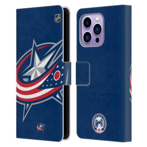 NHL Columbus Blue Jackets Oversized Leather Book Wallet Case Cover For Apple iPhone 14 Pro Max