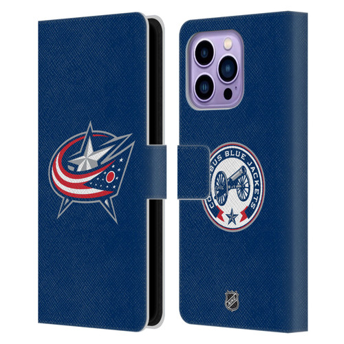 NHL Columbus Blue Jackets Plain Leather Book Wallet Case Cover For Apple iPhone 14 Pro Max
